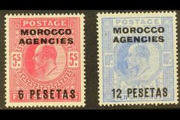 SPANISH CURRENCY  1907-12 KEVII 6p On 5s And 12p On 10s, SG 122/23, Very Fine Mint. (2 Stamps) For More Images, Please V - Andere & Zonder Classificatie