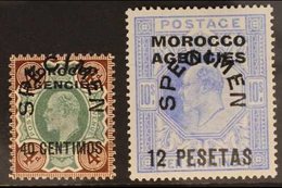 SPANISH CURRENCY  SPECIMENS 1907-12 40c On 4d & 12p On 10s, Both With "SPECIMEN" Ovpts, SG 117s, 123s, Very Fine Mint, O - Altri & Non Classificati