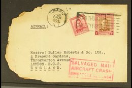 1954 AIR CRASH COVER  1954 (13 March) Cover From Timaru To London Bearing KGVI 6d Plus 1s Tied By "ROAD THOUGHT / SAFETY - Autres & Non Classés