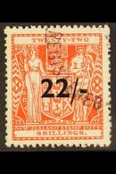 POSTAL FISCAL  1940-58 "22/-" On 22s Scarlet Surcharge, SG F216, Fine Used With Part Registered Cds Cancel, Fresh. For M - Andere & Zonder Classificatie