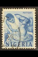 1961  2d Deep Blue Pottery With WATERMARK INVERTED, SG 92w, Used With Light Cds Pmk, Stamp Has Been Creased & Damaged Bu - Nigeria (...-1960)
