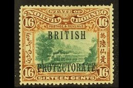 1901-05  16c Green & Chestnut Perf 14½ -15, "British Protectorate" Overprinted, SG 136a, Very Fine Mint For More Images, - North Borneo (...-1963)