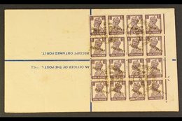 1948  (8 Apr) 4½a Registered Stationery Env Bearing A Spectacular Block Of Sixteen 1½a Stamps "PAKISTAN" Handstamps As A - Pakistan