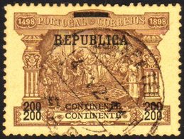 1911-12  "Republica" Overprint On Postage Due 200r Brown On Buff With "200" And "Continente" PRINTED DOUBLE Variety, As  - Sonstige & Ohne Zuordnung