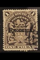 1909-12  £1 Grey-purple Arms, Black Overprint, SG 113, Fine Corner Cds Used. For More Images, Please Visit Http://www.sa - Andere & Zonder Classificatie