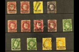 1864-73 USED STUDY RANGE  On A Stockcard Of The Type B - Short Bar Overprint Issue. Includes Most Values With 1d Lake (x - St. Helena