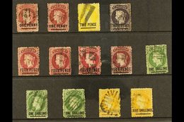 1864-73 USED STUDY RANGE  On A Stockcard Of The Type B - Short Bar Overprint Issue. Includes Most Values With 1d Lake (x - Sint-Helena