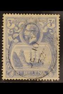 1922-37  3d Bright Blue, TORN FLAG VARIETY, SG 101b, Very Fine Used. For More Images, Please Visit Http://www.sandafayre - St. Helena