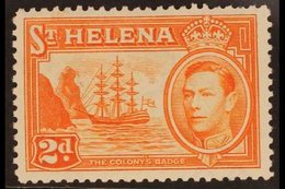 1938-44  2d Red-orange, FALLING ROCKS VARIETY (ink Flaw Between Rock & Ship's Sails), SG 134var, Blunt Perfs At Top, Fin - St. Helena