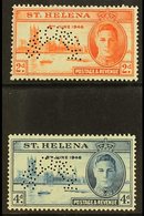 1946  Victory Set Complete, Perforated "Specimen", SG 141s/142s, Very Fine Mint. (2 Stamps) For More Images, Please Visi - Isola Di Sant'Elena