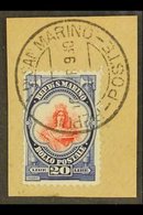 1929  20L Blue And Red "Liberty", Sass 158, Superb Used On Piece. For More Images, Please Visit Http://www.sandafayre.co - Sonstige & Ohne Zuordnung