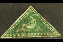 CAPE  1855-63 1s Deep, Dark Green, White Paper, SG 8b, Fine Used, Three Margins, Cat.£550. For More Images, Please Visit - Zonder Classificatie