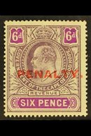 CAPE OF GOOD HOPE  REVENUE - 1911 6d Purple & Magenta, Ovptd "PENALTY" Barefoot 2, Never Hinged Mint. For More Images, P - Unclassified