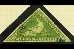 CAPE OF GOOD HOPE  1858 1s Bright Yellow Green, SG 8, Very Fine Used With Clear To Large Margins All Round And Light Can - Ohne Zuordnung