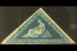 CAPE OF GOOD HOPE  1853 4d Deep Blue On Slightly Blued Paper, Three Good Margins And Neat Light Cancel. For More Images, - Non Classés