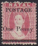 NATAL  1877-79 1d On 6d Rose, SG 93, Fine Mint. For More Images, Please Visit Http://www.sandafayre.com/itemdetails.aspx - Unclassified