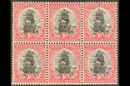 1926-27  1d Black And Carmine, Perf 13½ X 14, Wmk Inverted (ex 1927 Booklet), SG 31ew, BLOCK OF SIX Fine Mint. Scarce Bl - Unclassified