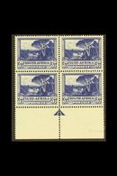 1947-54  3d Deep Intense Blue, ARROW BLOCK OF 4, CW31b, SACC 116b & Previously Listed As SG 117b, Never Hinged Mint, Cer - Non Classificati