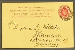 INTERPROVINCIAL  1d KEVII Cape Postal Stationery Postcard, Sent To Germany, Clear Strike Of "Railway Telegraphs / Modder - Non Classificati