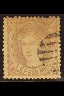 1870  1E600m Grey-lilac Regency Issue, SG 183 Or Michel 105, Very Finely Used With Missing Perf At Top, Red Owners Mark  - Andere & Zonder Classificatie