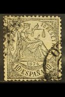 1874  10 Peseta Black, SG 226, Mi 144, Used With Some Tiny Imperfections. A Seldom Seen Issue For More Images, Please Vi - Other & Unclassified