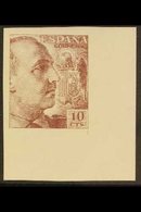 1939-48  10c Brown Red "General Franco" Corner Imperforate Example, (as SG 961), Ed 920s, Never Hinged Mint. A Beauty! F - Other & Unclassified