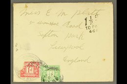 SCARCE COMMERCIAL COVER  Circa 1928 Envelope To England Bearing Type II Cachet (SG C2); On Arrival In England Handstampe - Tristan Da Cunha