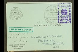 ROYALIST  1966 (21 Jan) 10b Violet Handstamp (as SG R130/134) On Blue Aerogramme Addressed To The USA And Cancelled By C - Yemen