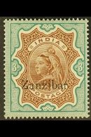 1895-96  3r Brown & Green, SG 20, Very Fine Mint For More Images, Please Visit Http://www.sandafayre.com/itemdetails.asp - Zanzibar (...-1963)