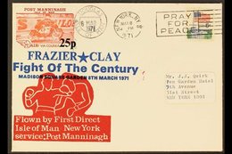 POST MANNINAGH  1971 Isle Of Man To New York First Flight Cover Bearing Post Manninagh 25p Local Strike Post And USA 6c  - Sonstige & Ohne Zuordnung