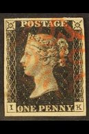 1840  1d Black 'I K' Plate 6, SG 2, Used With 4 Margins & Red MC Cancellation. Pretty. For More Images, Please Visit Htt - Ohne Zuordnung