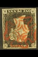 1840  1d Black 'NA' Plate 1a With WATERMARK INVERTED, SG 2Wi, Used With 4 Margins & Lovely Upright Near- Complete Red MC - Unclassified