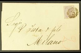 1861  (13 Mar) Entire Letter From London To Milan, Italy Bearing 6d Lilac, SG 68, Tied By Neat Barred Numeral Cancel; On - Other & Unclassified