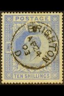 1902  10s Ultramarine De La Rue, SG 265, Used With Superb Complete 24th Apr. 1903 Single- Ring Cds. A Beautiful Example, - Unclassified
