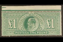 1911 - 13  £1 Deep Green, Somerset House Printing, Ed VII, SG 320, Couple Light Gum Bends Otherwise Very Fine Marginal N - Ohne Zuordnung