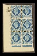 1939  10d Turquoise-blue Corner Block 6 With Cylinder 1 (no Dot) Control H/40, Never Hinged Mint. For More Images, Pleas - Unclassified