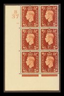 1937  1½d Red- Brown Corner Block 6 With Cylinder 61 (no Dot) Control B/37, Never Hinged Mint For More Images, Please Vi - Non Classés