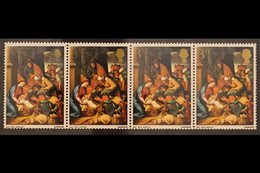 1967 VARIETY  3d "Adoration Of The Shepherds" Christmas Paintings Strip Of 4 With A Progressively Disappearing Gold 3d V - Other & Unclassified