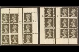 1980-1984 75p MACHIN (LITHO) PLATE BLOCKS.  SUPERB NEVER HINGED MINT All Different Group On Stock Cards, Includes 1980 7 - Andere & Zonder Classificatie