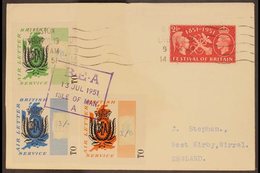 ISLE OF MAN  1951 (13 July)  BRITISH AIR LETTER SERVICE Cover From Isle Of Man To West Kirby Bearing B.E.A. 6d, 11d And  - Andere & Zonder Classificatie