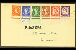 1957  (19th November) Plain Cover Bearing Graphite Lines Wilding Definitives Complete Set Of Six, Each Lower Marginal Ex - FDC