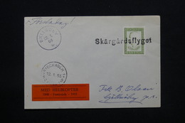 SUÈDE - Enveloppe Transportée Par Hélicoptère En 1953, Oblitération Linéaire " Skärgardsflyget " - L 27991 - Lettres & Documents