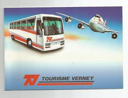 Pub Publicité Transport Tourisme Verney Bus Et Avion Carte Double Voeux 11x16 Cm - Werbepostkarten