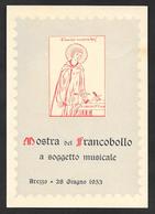 MOSTRA DEL FRANCOBOLLO A SOGGETTO MUSICALE 1953 AREZZO CIRCOLO FILATELICO ARETINO - Cartoline Maximum