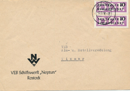 ROSTOCK - 1956 , ZKD , Umschlag: VEB Schiffswerft "Neptun"  -  Nach Wismar - Maritiem