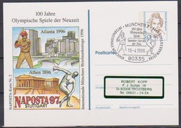 Bund Privatganzsache Nr. PP 170 C2/028 100 Jahre Olympische Spiele Naposta 97 Stuttgart ( D 6621 )günstige Versandkosten - Cartoline Private - Usati