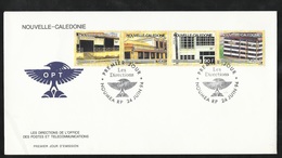 FDC Lettre Premier Jour Nouméa Le 24/06/1994 Bande N°658 à 661 Evolution Des Locaux De La Direction Des Postes  TB - Brieven En Documenten