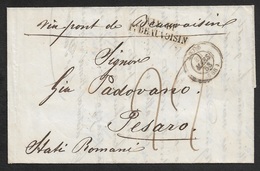 1853 - LAC - LYON A PESARO (STATI ROMANI) - VIA DI / BEAUVOISIN - 1849-1876: Klassik
