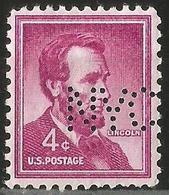 USA 1954 Mi 657A [Perfin] Abraham Lincoln (1809-1865), 16th President Of The U.S.A. - Perfins