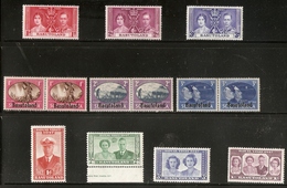 BASUTOLAND 1937- 1953 COMMEMORATIVE SETS INCLUDING SILVER WEDDING MOUNTED MINT COLLECTION ON 2 SCANS Cat £63+ - 1933-1964 Colonie Britannique